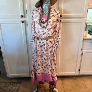🔥BoHo Shabby Chic Hippie Floral Tunic dress with 2 front side pockets *sm flaw